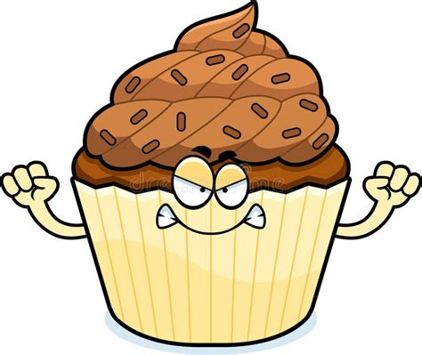 Angry Cartoon Chocolate Cupcake Stock Vector Illustration Of Dessert