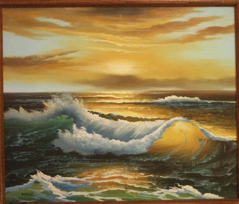 Wave Painting Of Wave Crashing On The Beach During Sunsetsunrise Oil