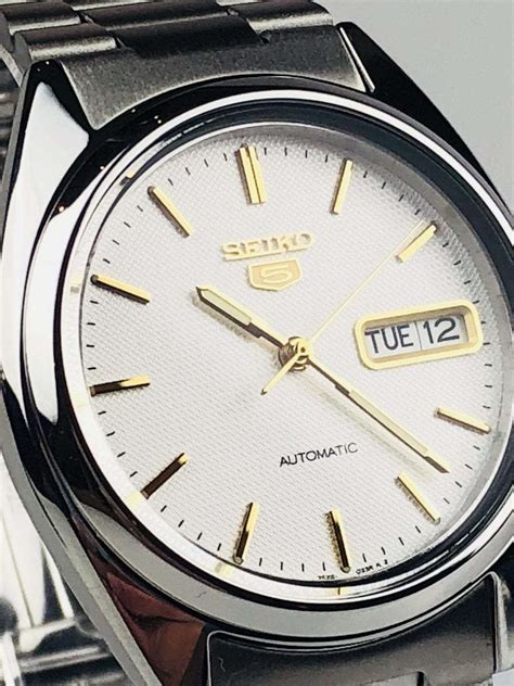Seiko 5 Automatic White Dial Silver Stainless Steel Men S Watch