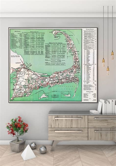 Vintage Road Map Of Cape Cod Massachusetts Cape Cod Map Cape Etsy