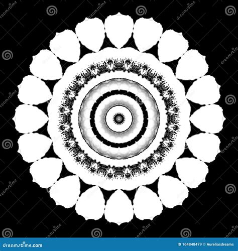 Floral Kaleidoscopic Pattern Monochrome Geometric Ornament Mandala