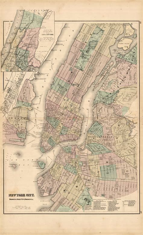 Grays 1876 Map Of New York City Brooklyn Jersey City Hoboken Etc