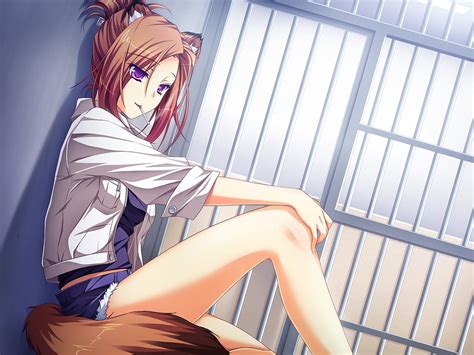 Brown Haired Female Anime Character Leaning On Wall HD Wallpaper Wallpaper Flare