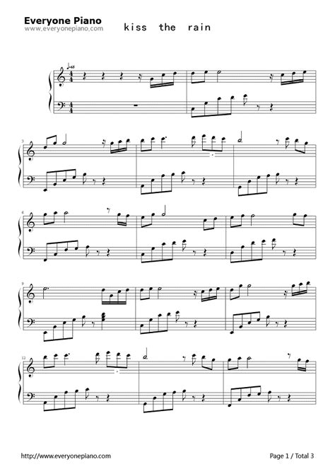 Sony/atv music publishing (uk) ltd. Kiss the Rain-Simple Version-YIRUMA Stave Preview 1 | Piano sheet music free, Sheet music, Piano