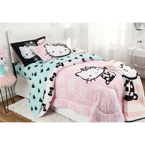 Hello Kitty Full Comforter And Sheet Set 5 Piece Girls Bed In A Bag