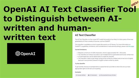 OpenAI AI Text Classifier Official Tool To Distinguish Between AI Written And Human Written Text