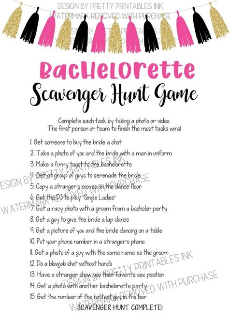 bachelorette scavenger hunt game printable bachelorette photo game bar photo hunt game