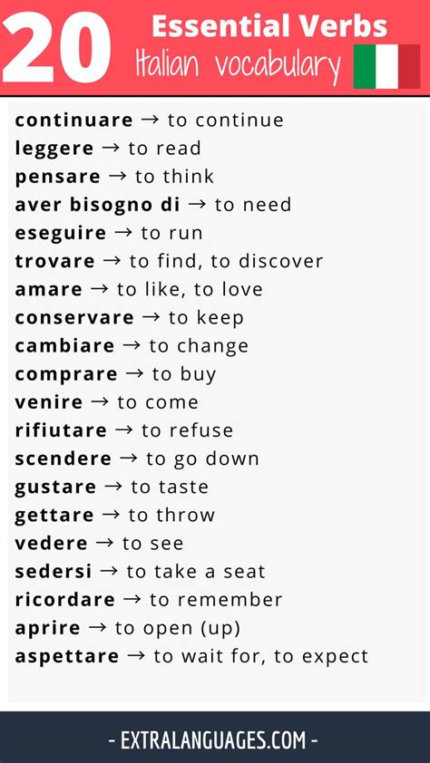 20 Essential Verbs In Italian In 2023 Italian Words English To