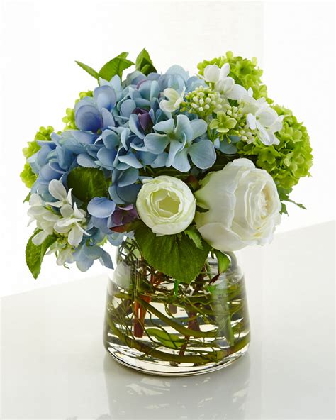 Ndi Hydrangea Rose Faux Floral Arrangement Neiman Marcus