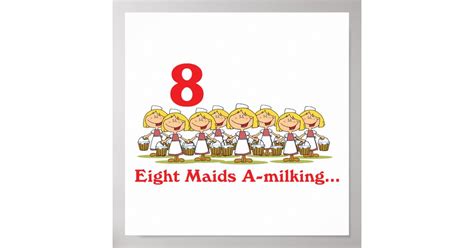 12 Days Eight Maids A Milking Poster Zazzle