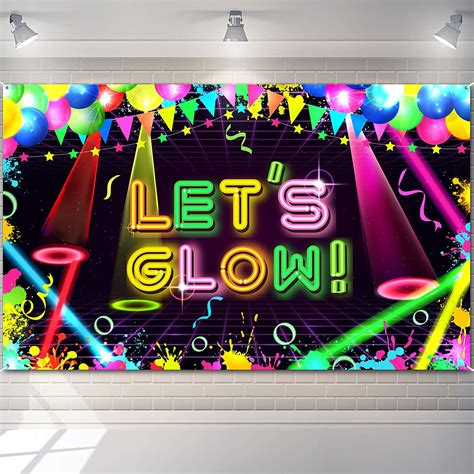 Neon Glow Party Backdrop Fabric Let Glow Background Glow