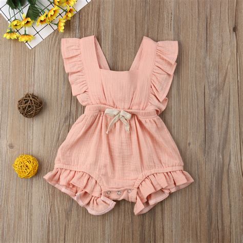 Baby Girls Ruffle Clothes Romper Jumpsuit Outfits Sunsuit Baby Girl