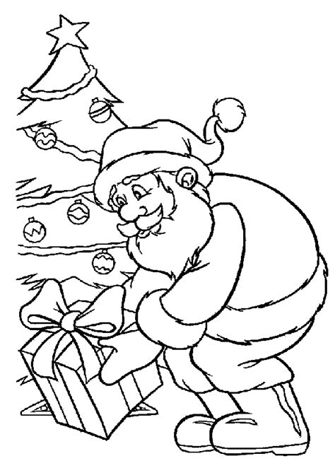 Coloriage Le Père Noël Livre Un Cadeau