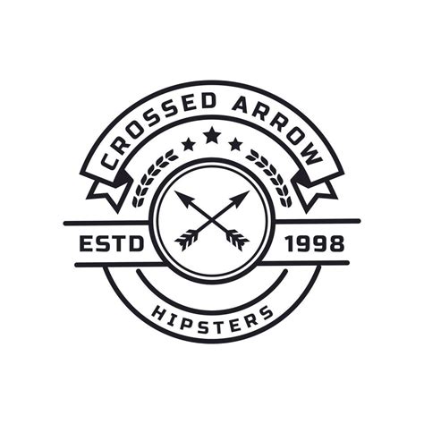 Vintage Retro Badge For Crossed Arrows Rustic Hipster Stamp Logo Design