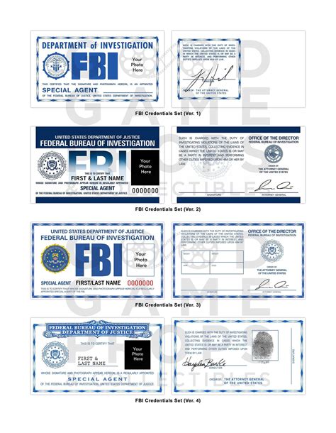 Prop And Cosplay Fbi Id Credentials Photoshop Psd Template Etsy