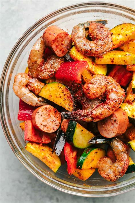 So, what to serve with tandoori grilled shrimp? Cajun Shrimp and Sausage Veggie Skewers - Healthy Chicken ...