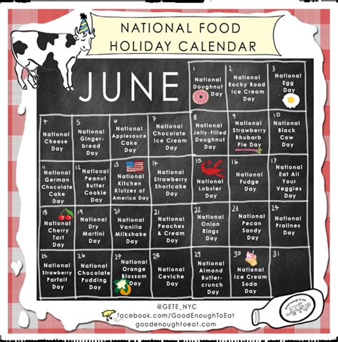 National Food Day Calendar Printable Example Calendar Printable