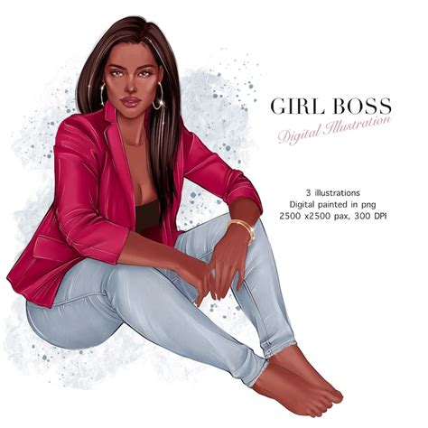 African American Woman Girl Boss Clipart Planner Girl Clip Etsy