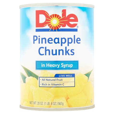 Dole Pineapple Chunks In Heavy Syrup 20 Oz Canned Fruit
