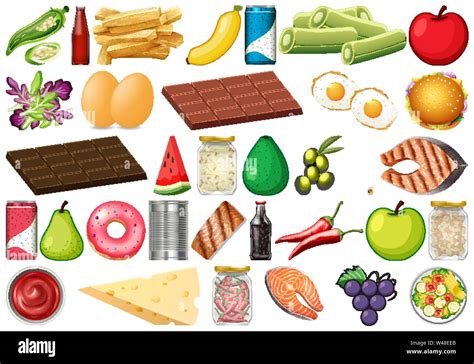 Set Of Different Foods Illustration Stock Vector Image And Art Alamy
