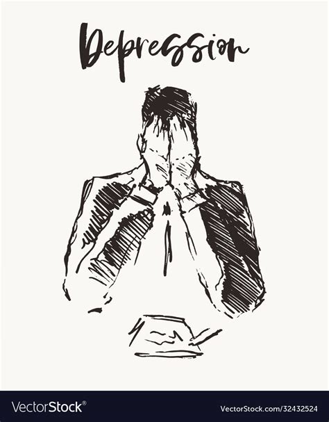 Depressed Man Emptiness Lonelinessn A Drawn Vector Image