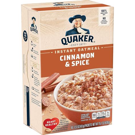 Quaker Instant Oatmeal Cinnamon And Spice 151 Ounce Pack Of 10 Grocery