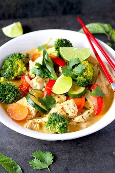 So the key to using chicken breast in a soup recipe is to only cook it until it is. Thai Red Curry Chicken with Vegetables | Lemon Blossoms