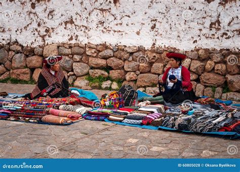 Peruvian Women At Market Chinchero Cusco Peru Editorial Stock Photo