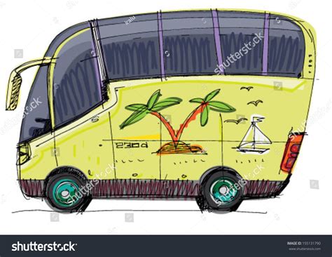 Tourist Bus Cartoon Stock Vector Illustration 155131790 Shutterstock