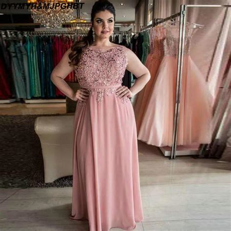 Plus size beaded chiffon popover dress. Plus Size Blush Pink Mother of the Bridal Dresses Scoop ...