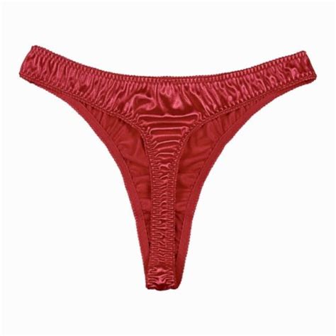 Retro Satin Panty And Thong Red Small Gem