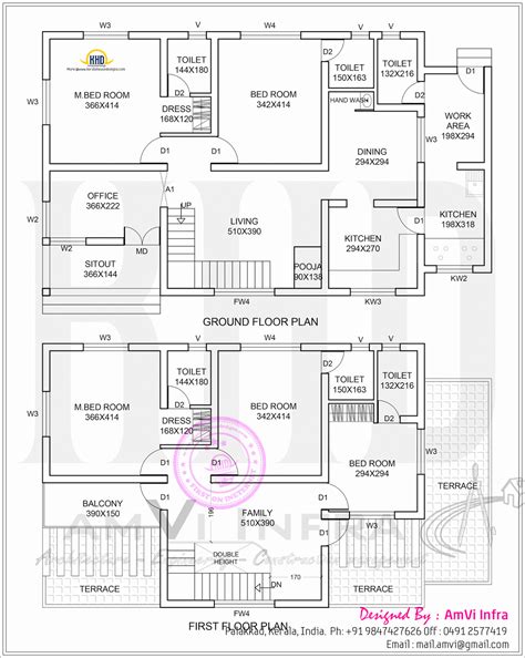 Floor plan and elevation of 2337 sq.feet house - Kerala home design and