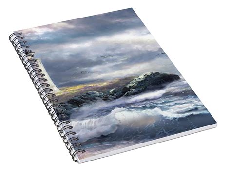 North Head Lighthouse At The Eve Of A Storm Spiral Notebook For Sale By