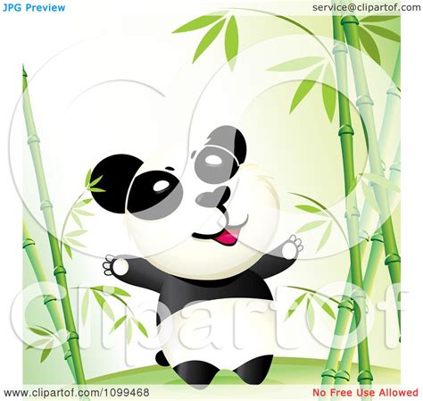 Clipart Happy Wild Panda In A Bamboo Forest Royalty Free Vector