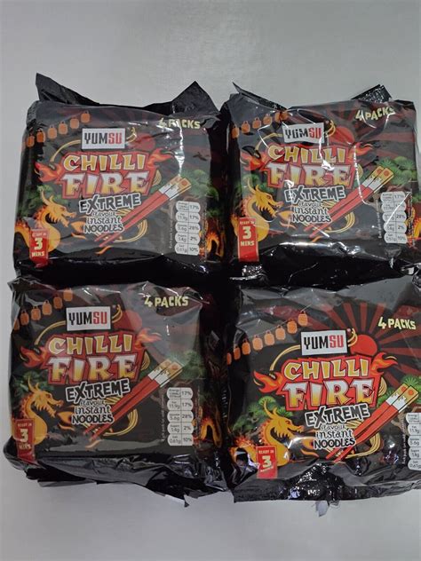 Yumsu Chilli Fire Extreme Flavour Instant Noodles 4x4 Total 16 Packets Of 70g Ebay