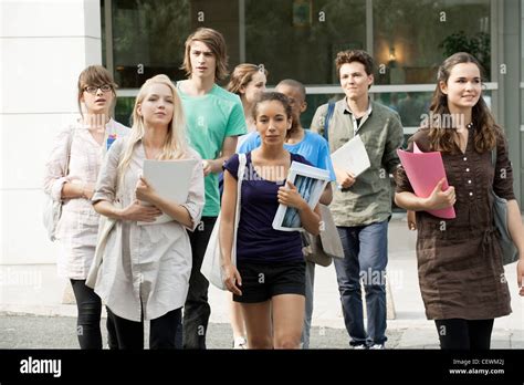 University Students Walking On Campus Stock Photo Alamy