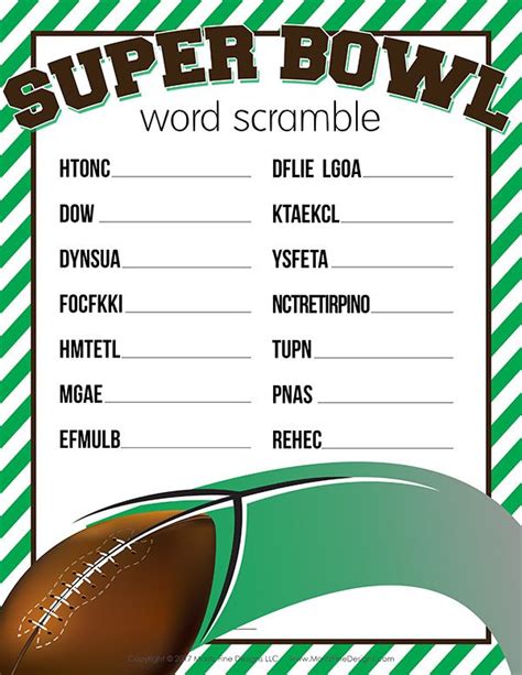 On this page i am sharing free printable baby shower trivia quiz in three different colors. Super Bowl Word Scramble Free Printable | Super bowl ...