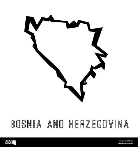 Bosnia And Herzegovina Map Outline Country Shape Sharp Polygonal