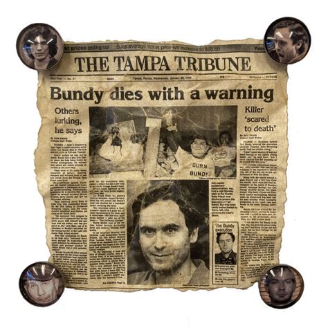 Serial Killer Newspaper Article With 4 Magnets Jeffrey Dahmer Ted Bundy