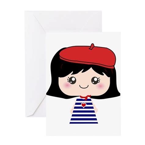 Cute French Girl Cartoon Greeting Card By Inspirationz Store Cafepress