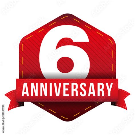Six Year Anniversary Badge With Red Ribbon Stock Image And Royalty Free Vector Files On
