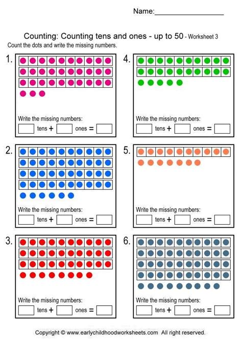 A number can have many digits and each digit has a special place and value. counting tens and ones worksheets | Printable counting ...
