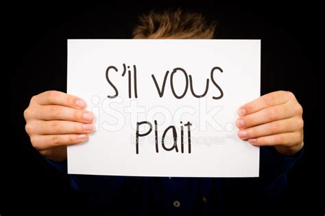 Child With French Words S Il Vous Plait Please Stock Photos