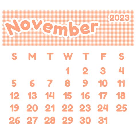 El Calendario Mensual De Noviembre De 2023 Tiene Un Diseño Simple Con
