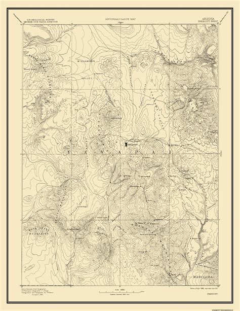 Topo Map Prescott Arizona Sheet Usgs 1892 23 X 2976 Glossy
