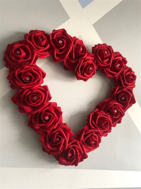 12 Heart Memorial Rose Wreath Any Colour Etsy