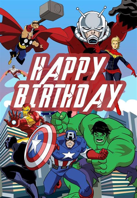 Free Printable Birthday Cards Avengers Birthday Birthday Card Template