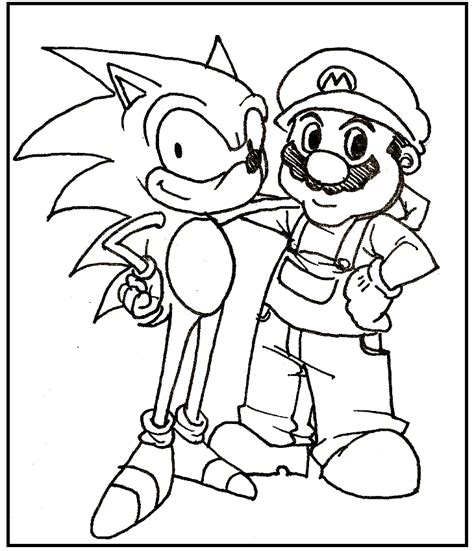 Super Mario And Sonic Coloring Pages For Kids Fbc Printable Sonic