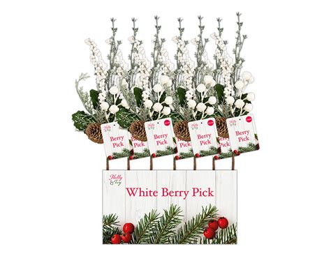 Wholesale Artificial White Berry Pick 27cm Pdq