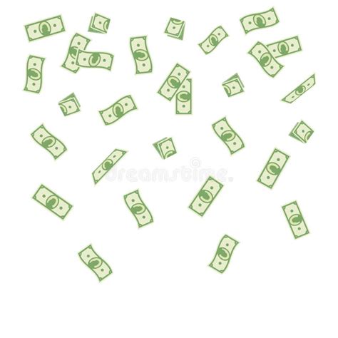Illustration Cartoon Paper Money Falling On A White Background Flying